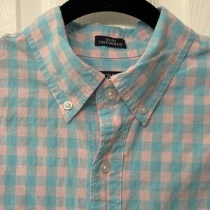 Men’s J. Crew Pastel Blue & Pink Plaid Shirt - SIZE M